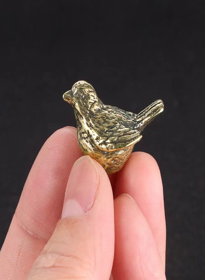 ALHBEJT Brass Golden Bird Figurines Small Birds Statues Vintage Brass Bird Statue Retro Figurine Home Decor Ornaments for Living Room, Bedroom, Office Desktop, Cabinets (2Pcs Sparrow) - Image 2